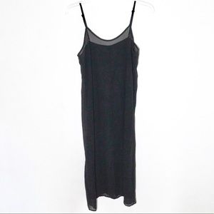 Black Straight Midi Sheer Chiffon Cami Scoop Dress